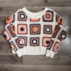 American Eagle Granny Square Sweater